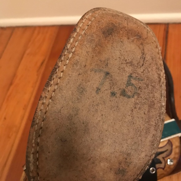 Folded flipped vintage Nocona painted cowboy Canty boots - Picture 8 of 11